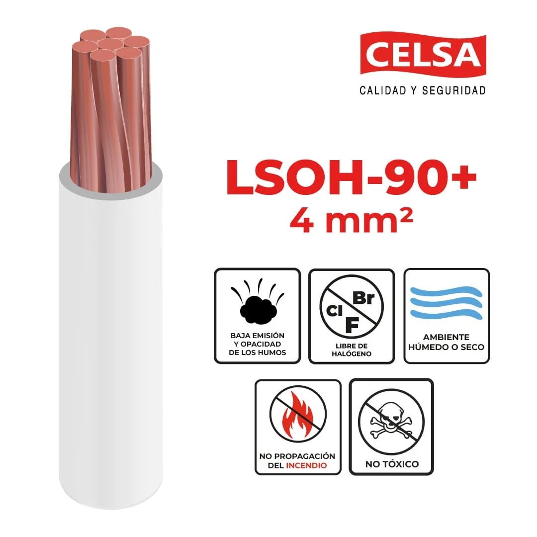 Cable LSOH-90+ 4 mm² 750V - Rollo x 100mts (Blanco)