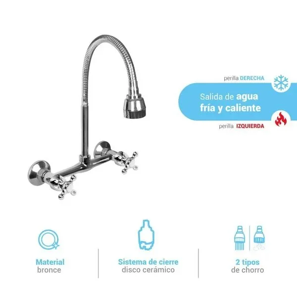 Mezcladora pared pico flexible acapulco Italgrif