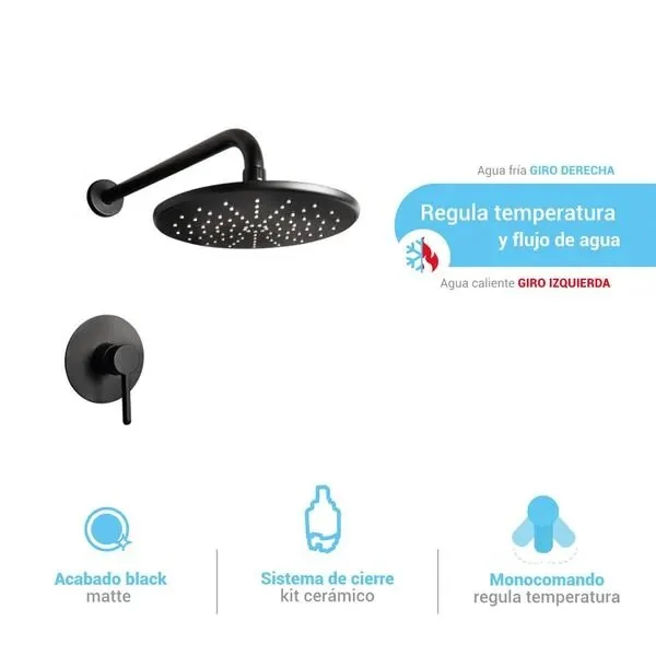 Monocomando para ducha Cartagena black Italgrif