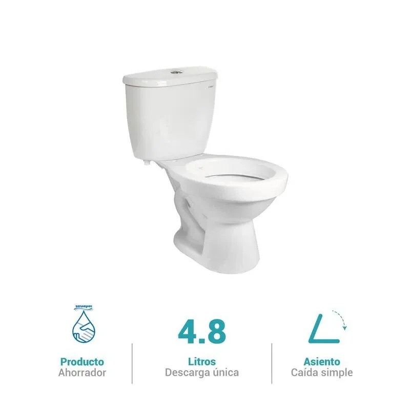 Inodoro Two Piece Aruba sin asiento blanco Italgrif