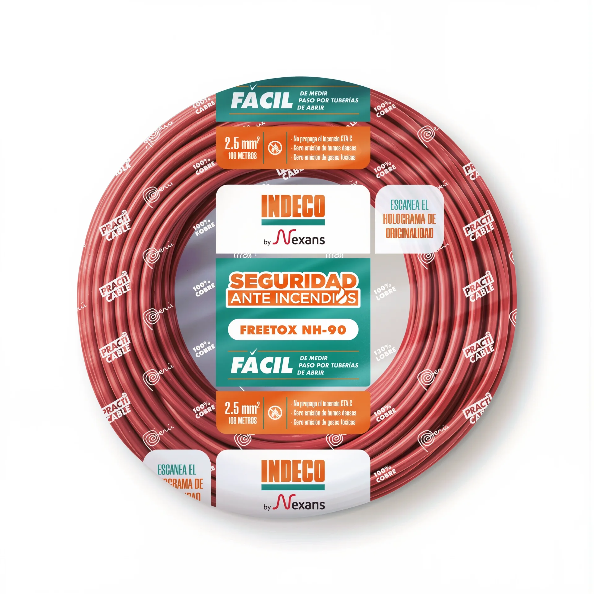 Cable NH-90 2.5 mm2 - Rollo x 100mts (Rojo)