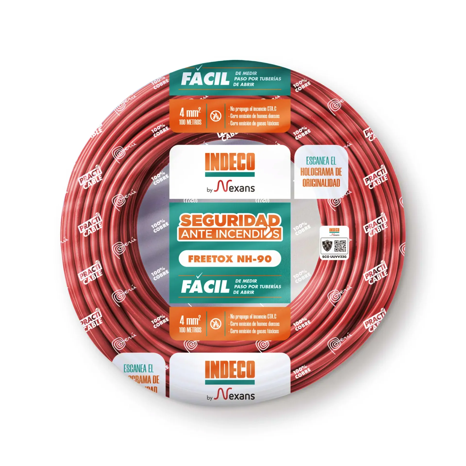 Cable NH-90 4 mm2 - Rollo x 100mts (Rojo)