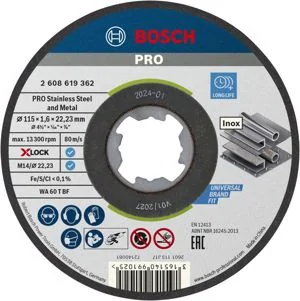 X-LOCK Disco de Corte Standard for Inox 115mm Centro Plano 18V [2608.619.362-000]