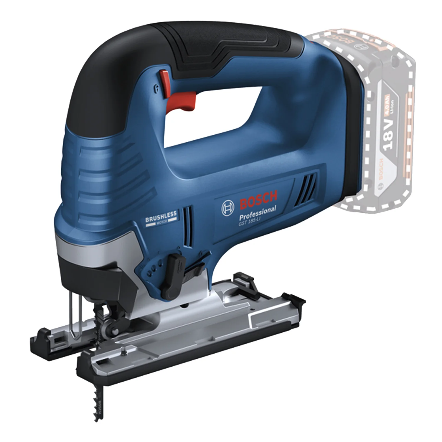 Sierra caladora GST 185 LI  (1 manual de instrucciones de la herramienta, 1 hoja de sierra para madera, 1 placa base de plástico, 1 protector contra astillas )- SB Baretool [0601.5B3.0E1-000]