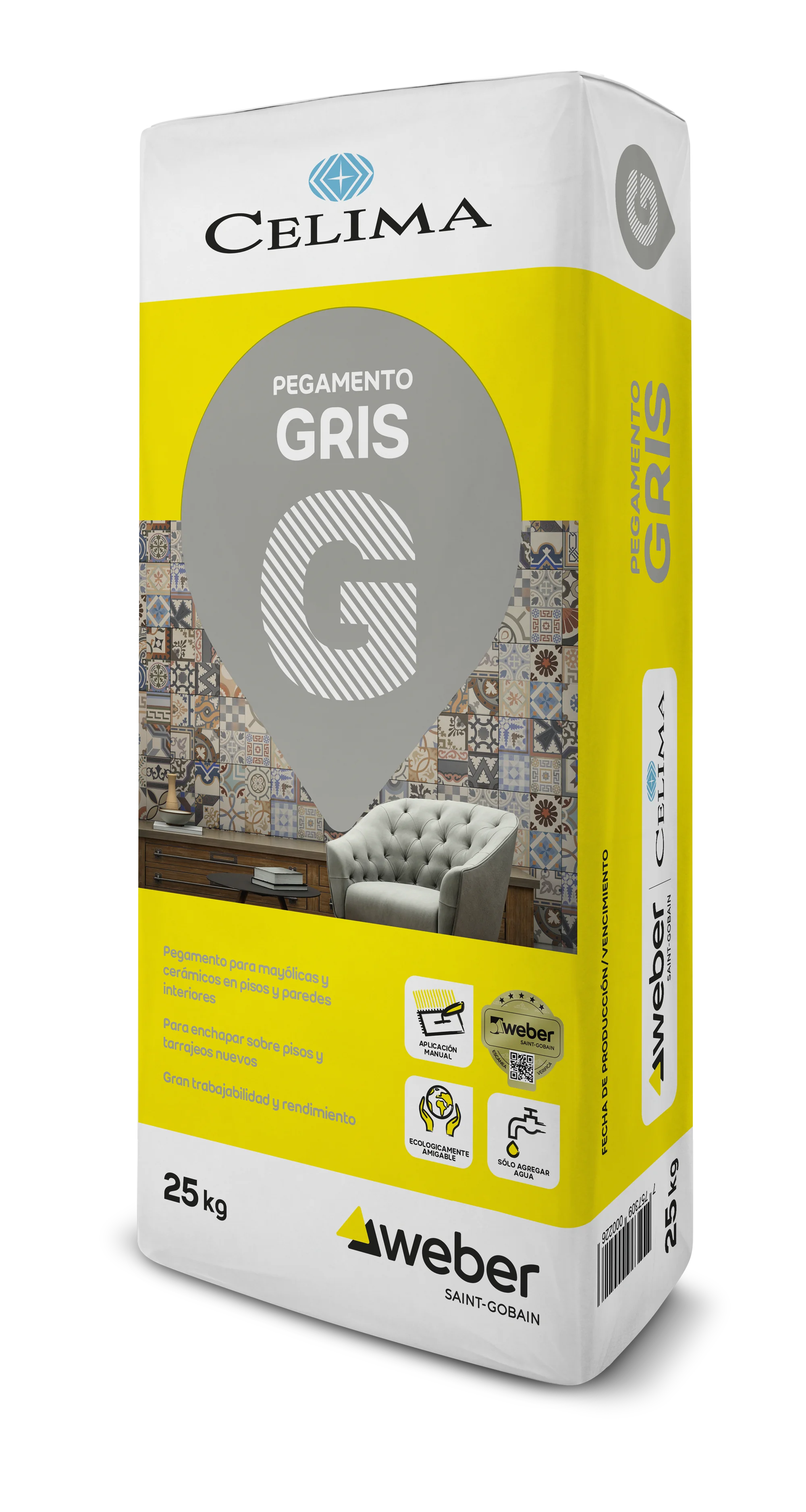 Pegamento Gris Básico Interiores 25Kg